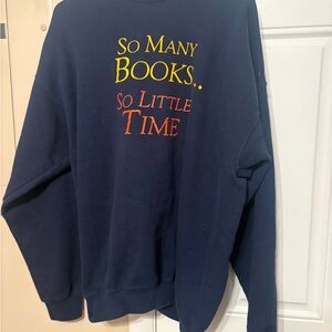 Navy Sweatshirt with Book Quote